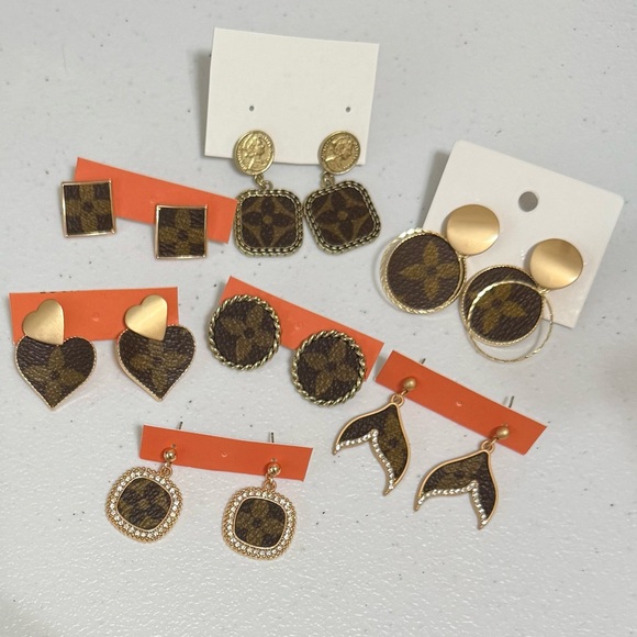 Random Earrings Made With Upcycled Louis Vuitton Canvas - Picture 1 of 1